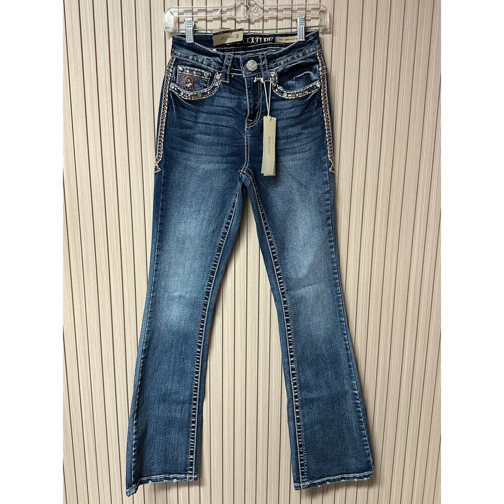 Sexy Couture Women’s Mid Rise Bootcut Jeans Dark Wash Size 1 (33" Length)